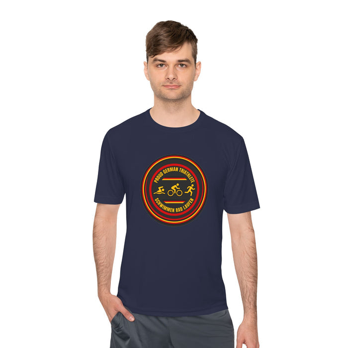 Proud German Triathlete Moisture-Wicking Performance Tee — Swim Bike