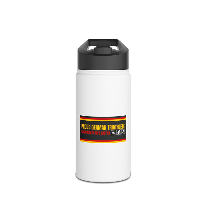 Proud German Triathlete Stainless Steel Water Bottle — Swim Bike Run