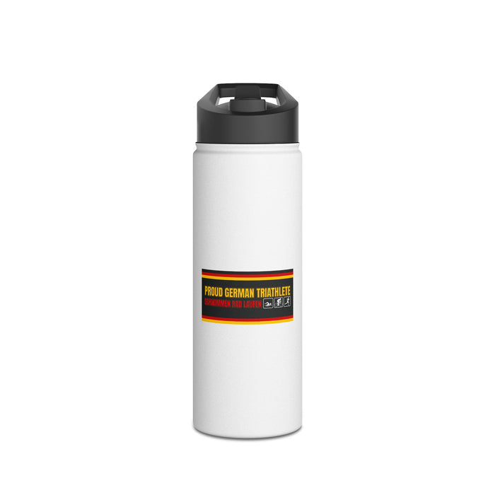 Proud German Triathlete Stainless Steel Water Bottle — Swim Bike Run