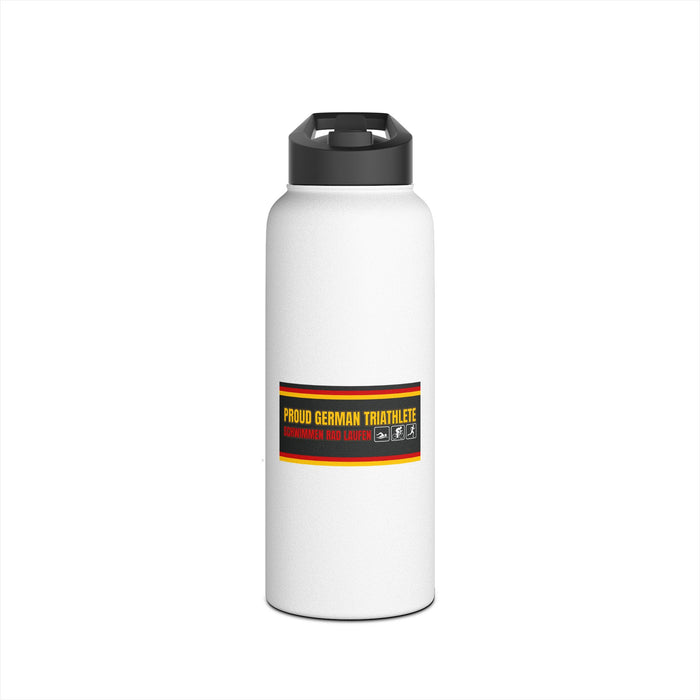 Proud German Triathlete Stainless Steel Water Bottle — Swim Bike Run