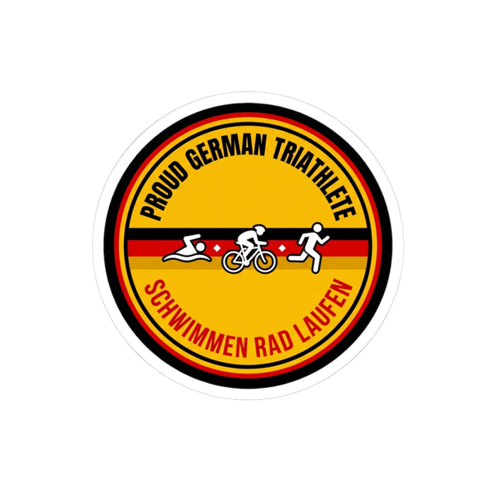 Proud German Triathlete Vinyl Sticker — Swim Bike Run German Triathl