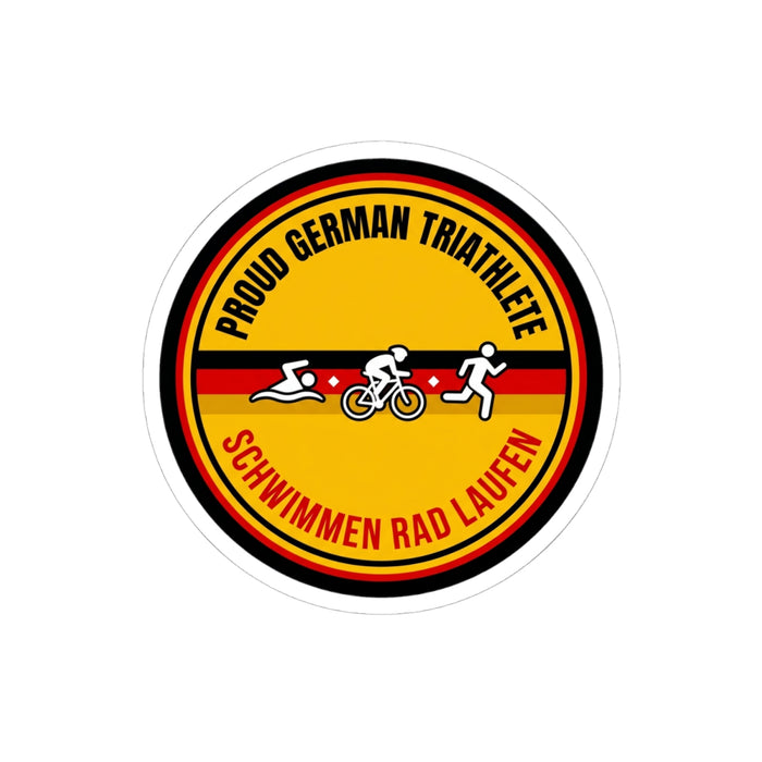 Proud German Triathlete Vinyl Sticker — Swim Bike Run German Triathl