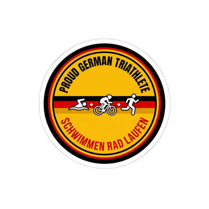 Proud German Triathlete Vinyl Sticker — Swim Bike Run German Triathl