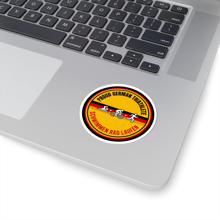 Proud German Triathlete Vinyl Sticker — Swim Bike Run German Triathl