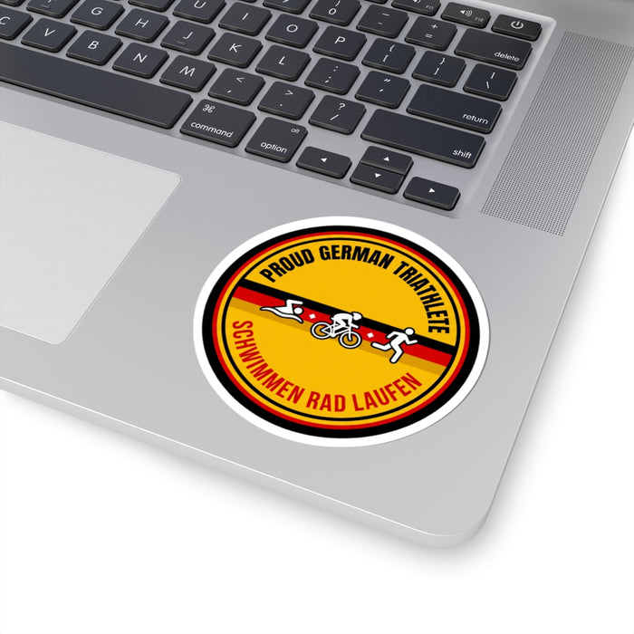 Proud German Triathlete Vinyl Sticker — Swim Bike Run German Triathl