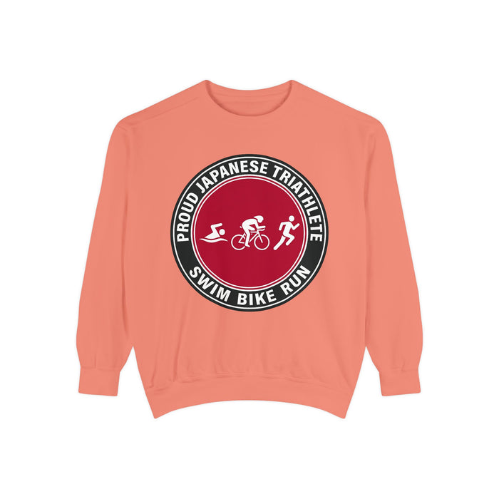 Proud Japanese Triathlete Crewneck Sweatshirt — Swim Bike Run Japane