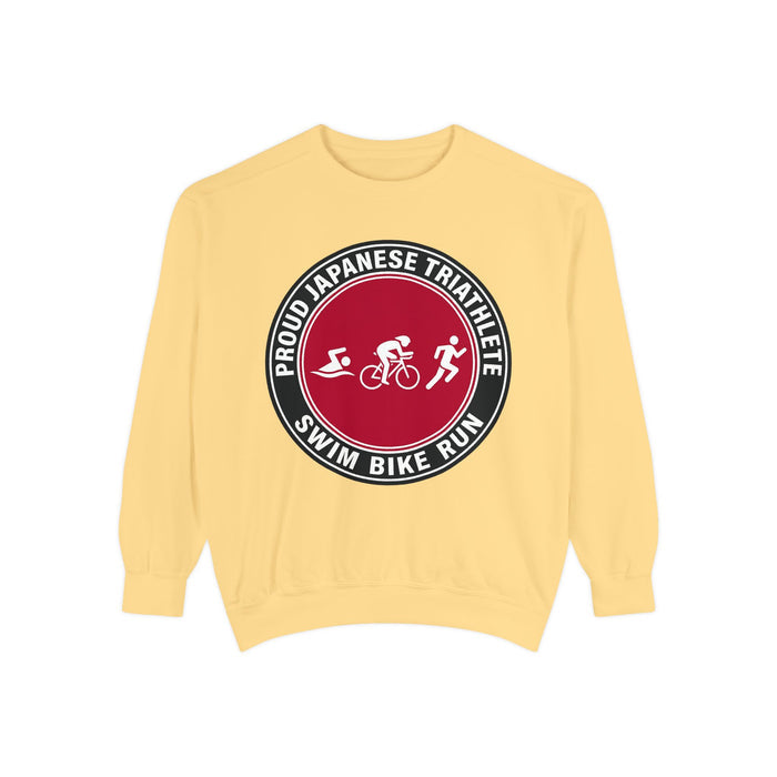 Proud Japanese Triathlete Crewneck Sweatshirt — Swim Bike Run Japane