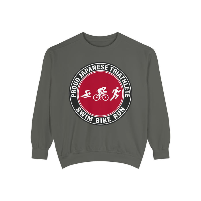 Proud Japanese Triathlete Crewneck Sweatshirt — Swim Bike Run Japane