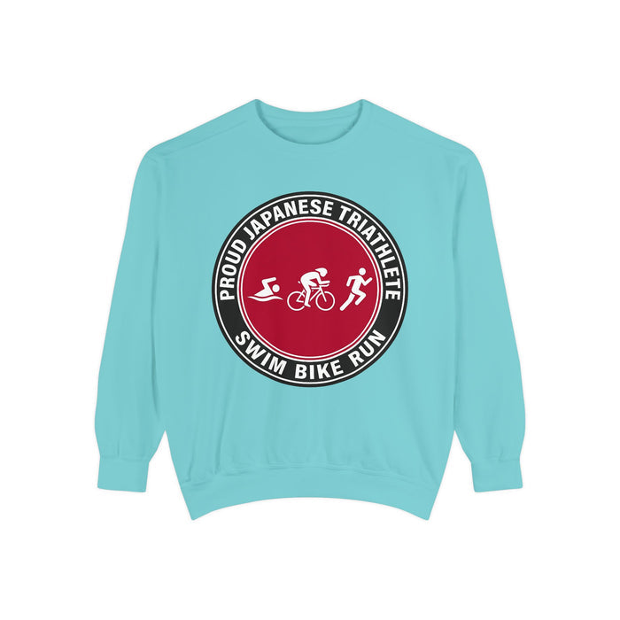 Proud Japanese Triathlete Crewneck Sweatshirt — Swim Bike Run Japane
