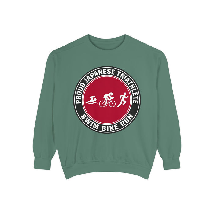 Proud Japanese Triathlete Crewneck Sweatshirt — Swim Bike Run Japane