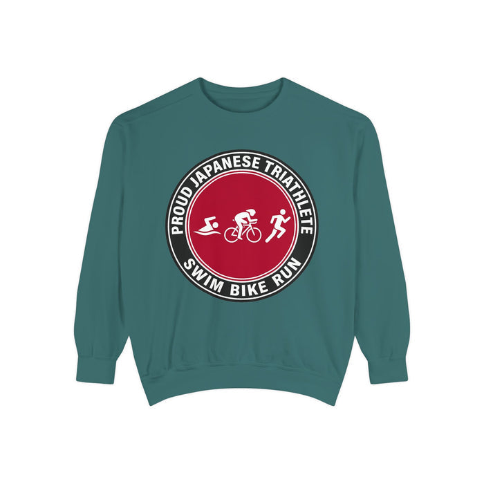 Proud Japanese Triathlete Crewneck Sweatshirt — Swim Bike Run Japane
