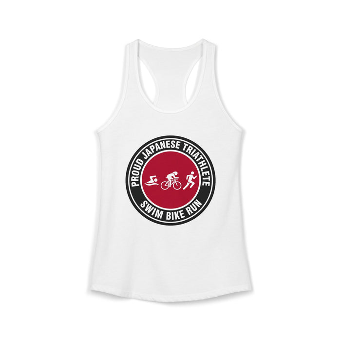 Proud Japanese Triathlete Women's Racerback Tank — Swim Bike Run Jap