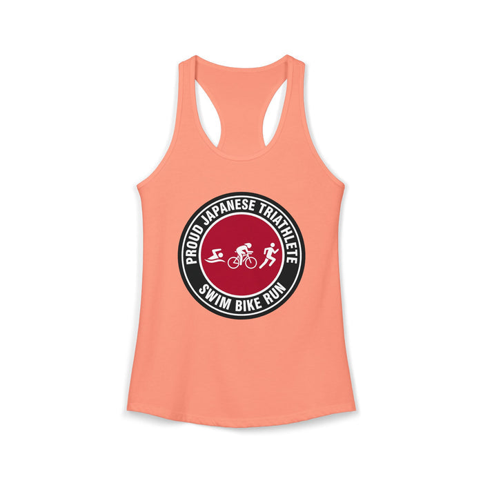 Proud Japanese Triathlete Women's Racerback Tank — Swim Bike Run Jap