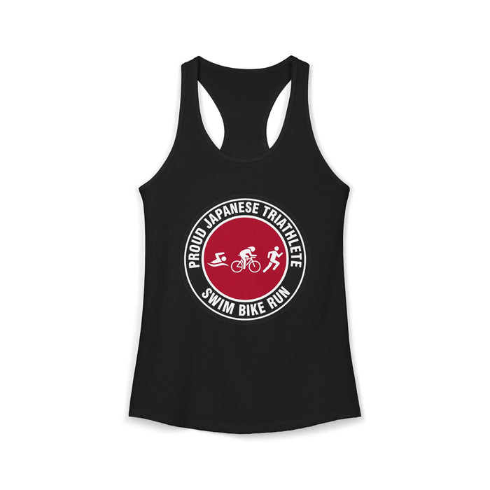Proud Japanese Triathlete Women's Racerback Tank — Swim Bike Run Jap