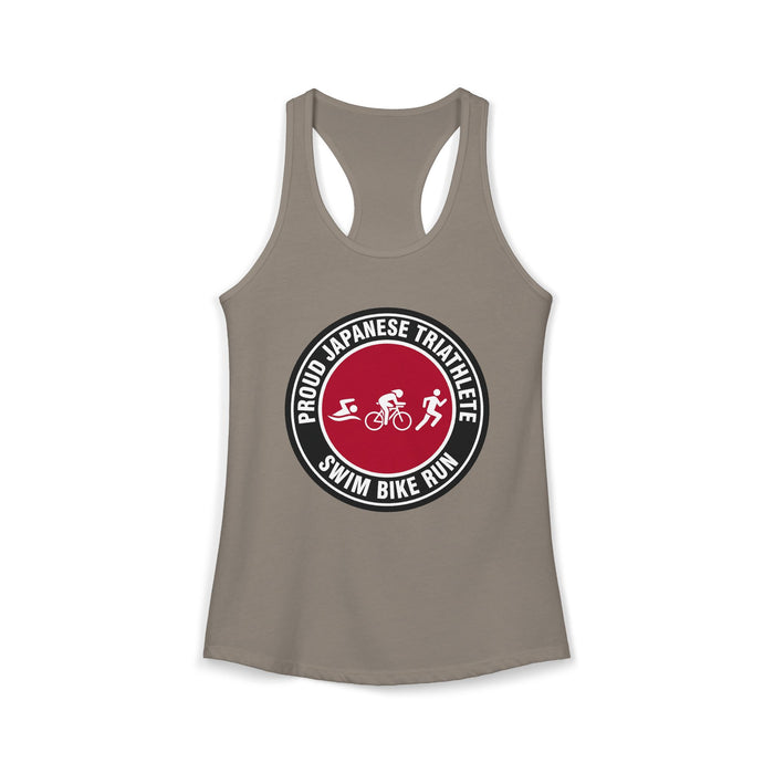 Proud Japanese Triathlete Women's Racerback Tank — Swim Bike Run Jap
