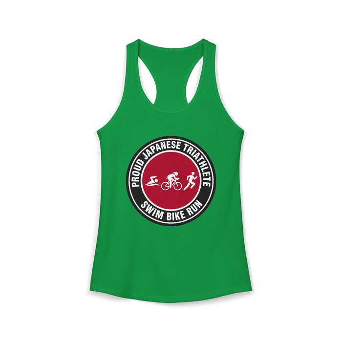 Proud Japanese Triathlete Women's Racerback Tank — Swim Bike Run Jap