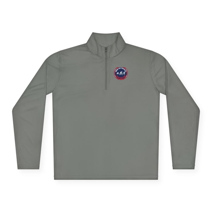Proud USA Triathlete Unisex Quarter-Zip Pullover — Swim Bike Run USA