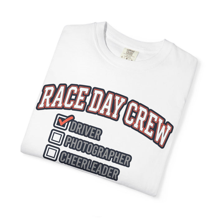 Race Day Crew T-Shirt — "Driver" Checked Racing Support Tee