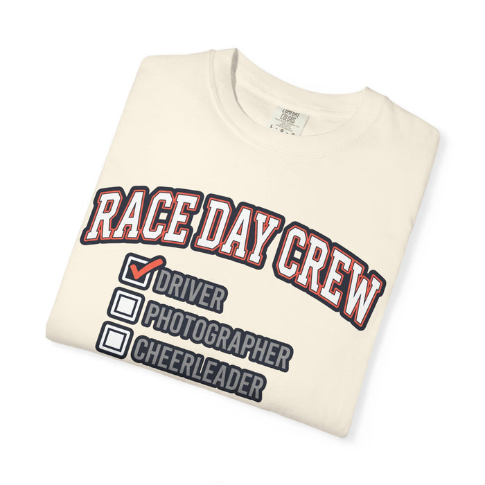 Race Day Crew T-Shirt — "Driver" Checked Racing Support Tee