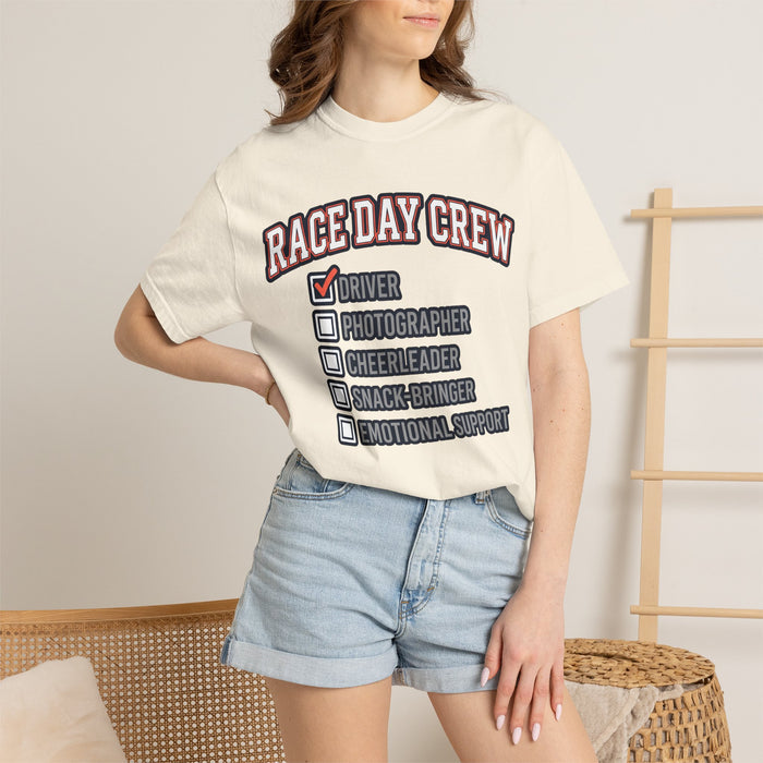 Race Day Crew T-Shirt — "Driver" Checked Racing Support Tee