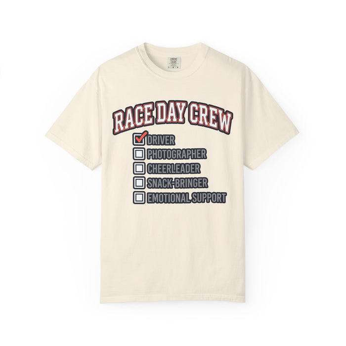 Race Day Crew T-Shirt — "Driver" Checked Racing Support Tee