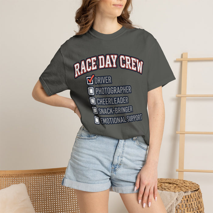 Race Day Crew T-Shirt — "Driver" Checked Racing Support Tee