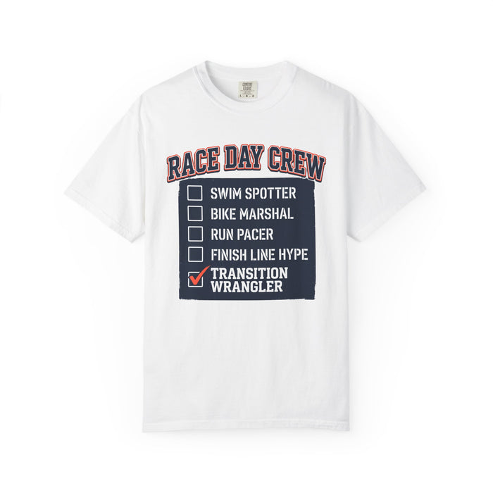 Race Day Crew T-Shirt — "Transition Wrangler" Triathlon Volunteer Tee