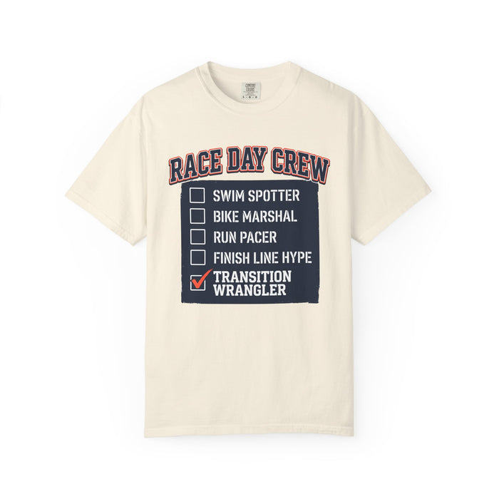 Race Day Crew T-Shirt — "Transition Wrangler" Triathlon Volunteer Tee