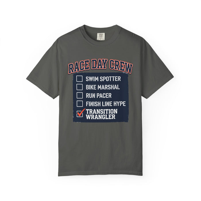 Race Day Crew T-Shirt — "Transition Wrangler" Triathlon Volunteer Tee