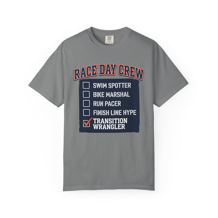Race Day Crew T-Shirt — "Transition Wrangler" Triathlon Volunteer Tee