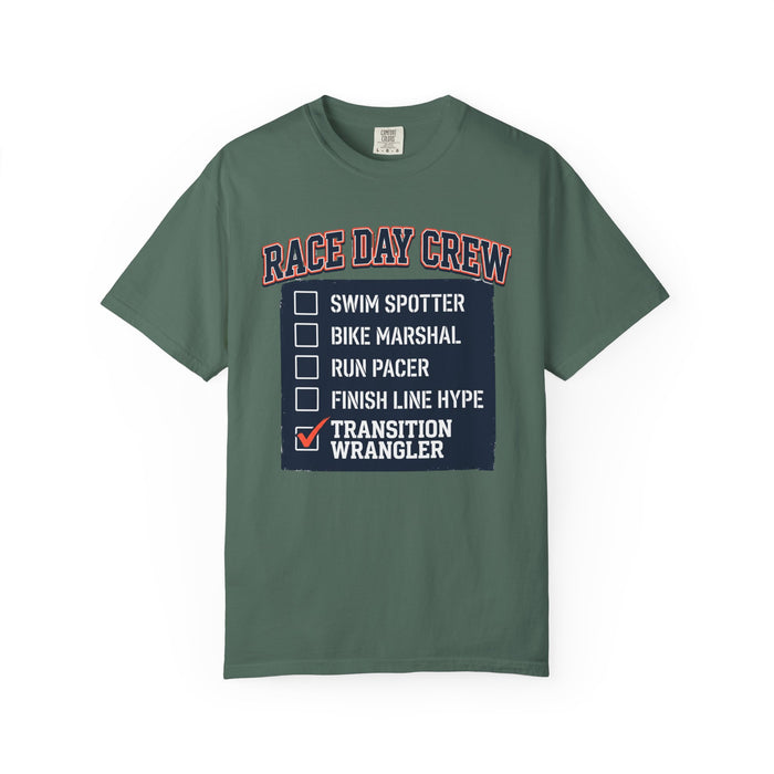 Race Day Crew T-Shirt — "Transition Wrangler" Triathlon Volunteer Tee