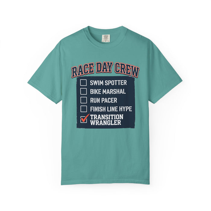 Race Day Crew T-Shirt — "Transition Wrangler" Triathlon Volunteer Tee