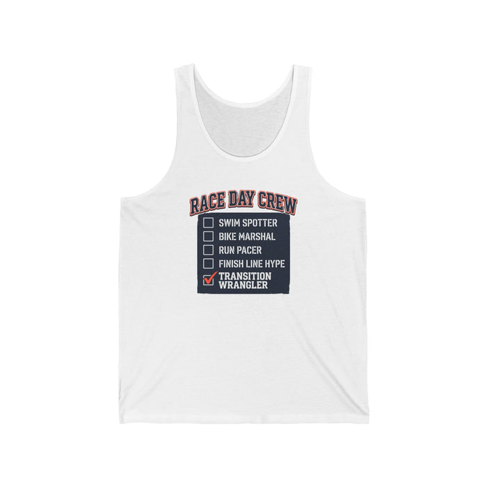 Race Day Crew Tank — 'Transition Wrangler' Triathlon Volunteer Shirt