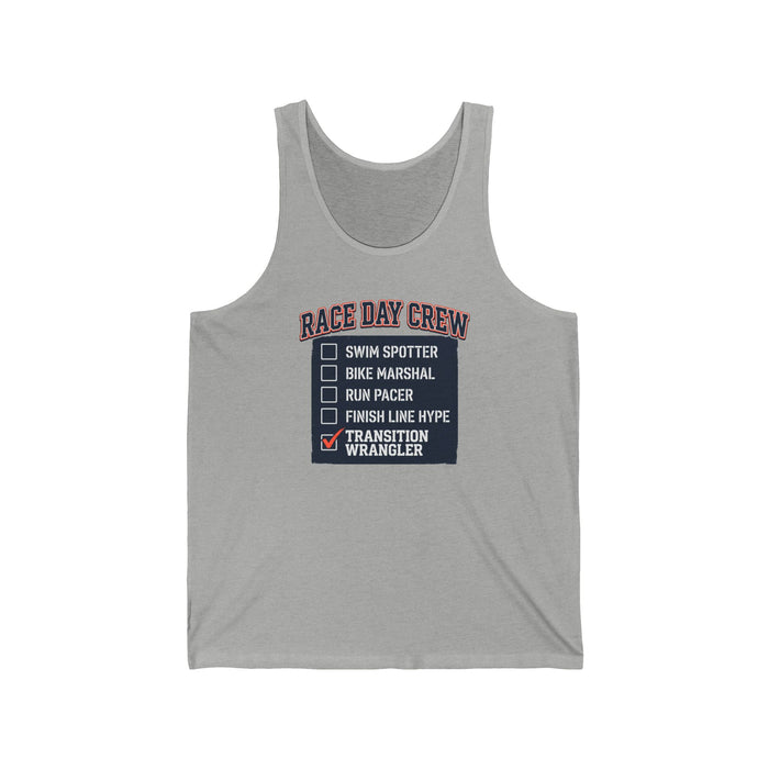 Race Day Crew Tank — 'Transition Wrangler' Triathlon Volunteer Shirt