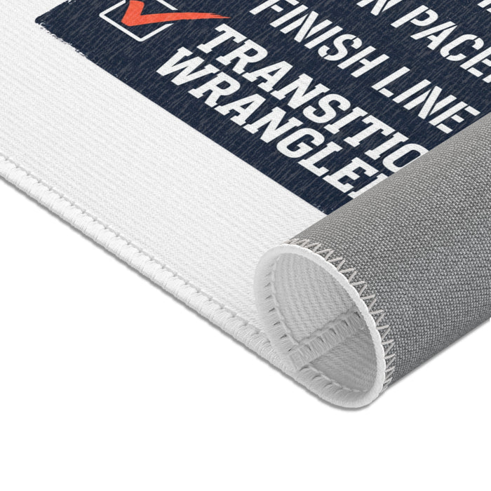 Race Day Crew Transition Mat — "Transition Wrangler" Triathlon Support Crew Area Rug