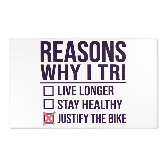 Reasons Why I Tri Transition Mat — "Justify the Bike" Funny Triathlon Area Rug
