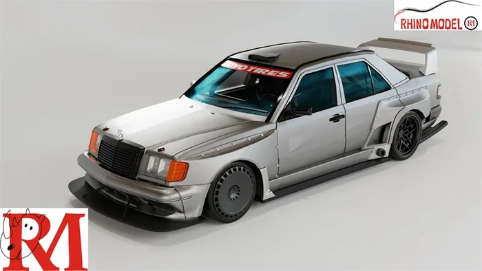 Rhino Model RM 1:64 W124 Silver / Red Limited499 Diecast Model Car