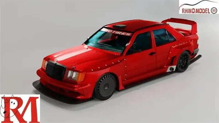 Rhino Model RM 1:64 W124 Silver / Red Limited499 Diecast Model Car