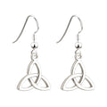 Rhodium Trinity Knot Drop Earrings