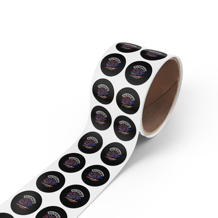 Round Sticker Roll — "Irgendwann" Motorcycle Graphic Label (Black)