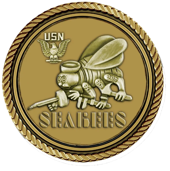 Seabees Bronze Medallion for Box Cremation Urn/Flag Case -  4 Inch Diameter