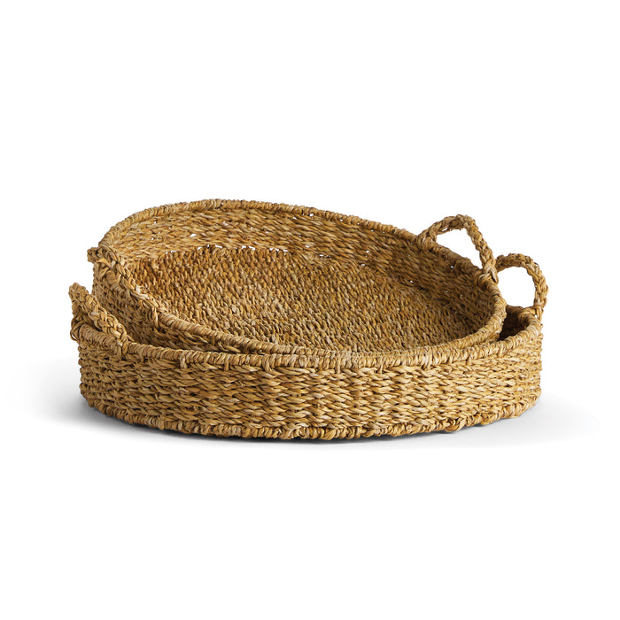 SEAGRASS ROUND TRAYS, SET OF 2