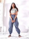 Buy Shades Of Blue Stripes Hoppers Harem Unisex Pants For Men And Women