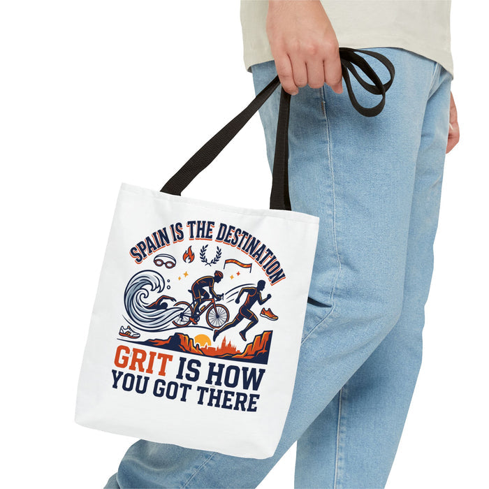 Spain Cycling Tote Bag — "Spain Is The Destination, Grit Is How You Got There" Travel Bike Tote