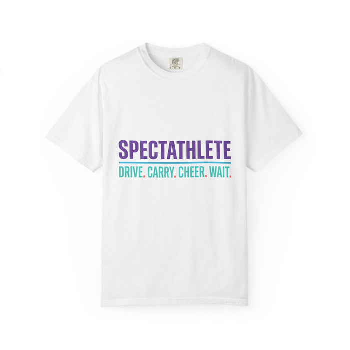 Spectathlete T-Shirt — "Drive. Carry. Cheer. Wait." Funny Triathlon Support Crew Tee