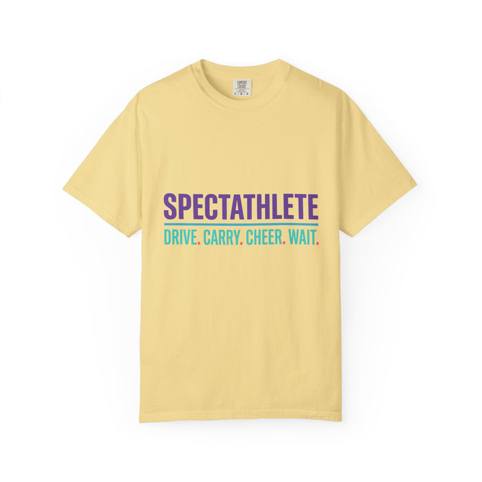 Spectathlete T-Shirt — "Drive. Carry. Cheer. Wait." Funny Triathlon Support Crew Tee