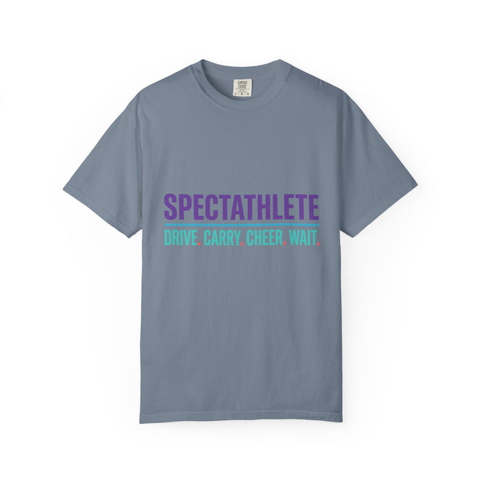 Spectathlete T-Shirt — "Drive. Carry. Cheer. Wait." Funny Triathlon Support Crew Tee