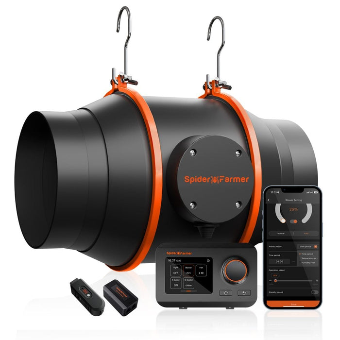 Spider Farmer 150mm 6 inch inline fan with GGS smart controller