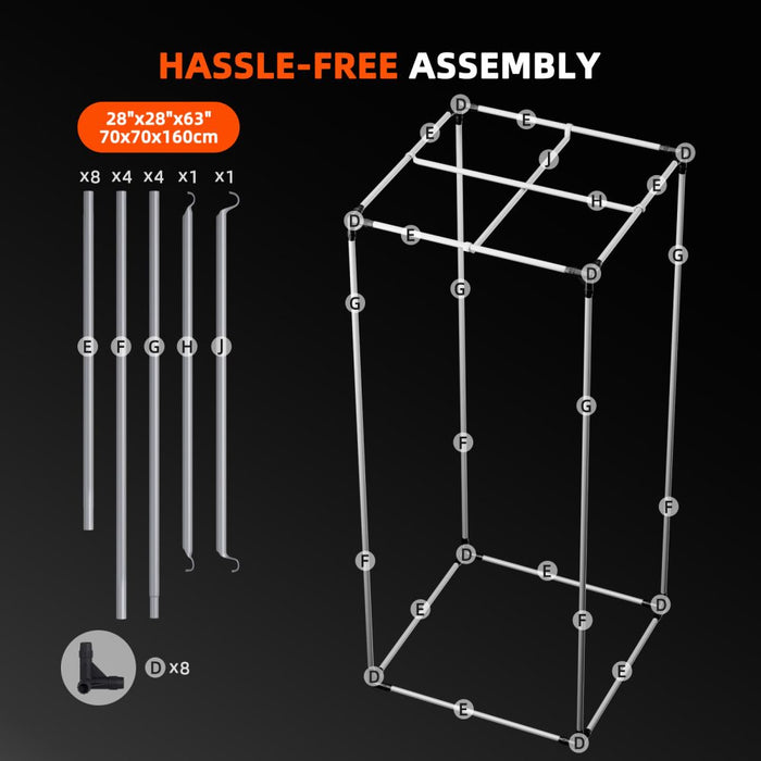 Spider Farmer 70x70x160cm grow tent features