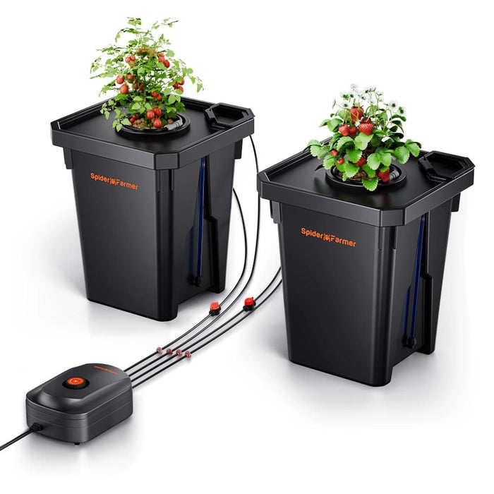 Spider Farmer DWC Hydroponics Grow System with two 7 gallon buckets and top drip kit
